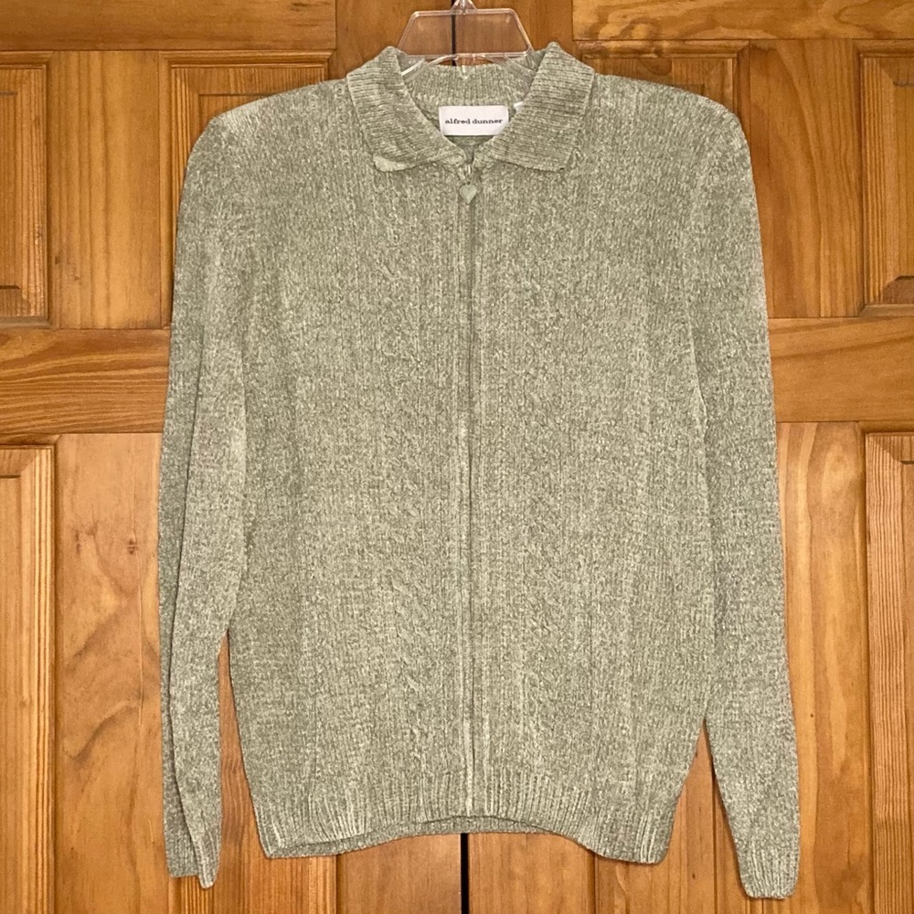 NWOT Vintage Alfred Dunner Chenille Zip Front Sweater Size M
